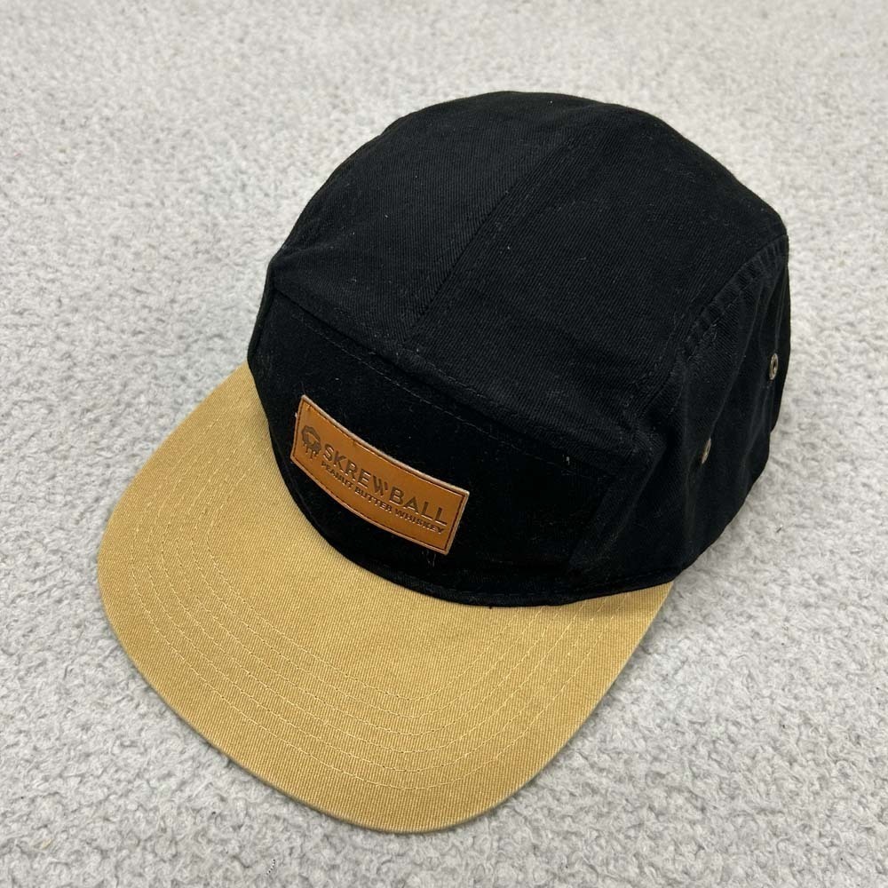 Screwball Whiskey Peanut Button Hat One Size 5 Panel Cap Leather Strap
